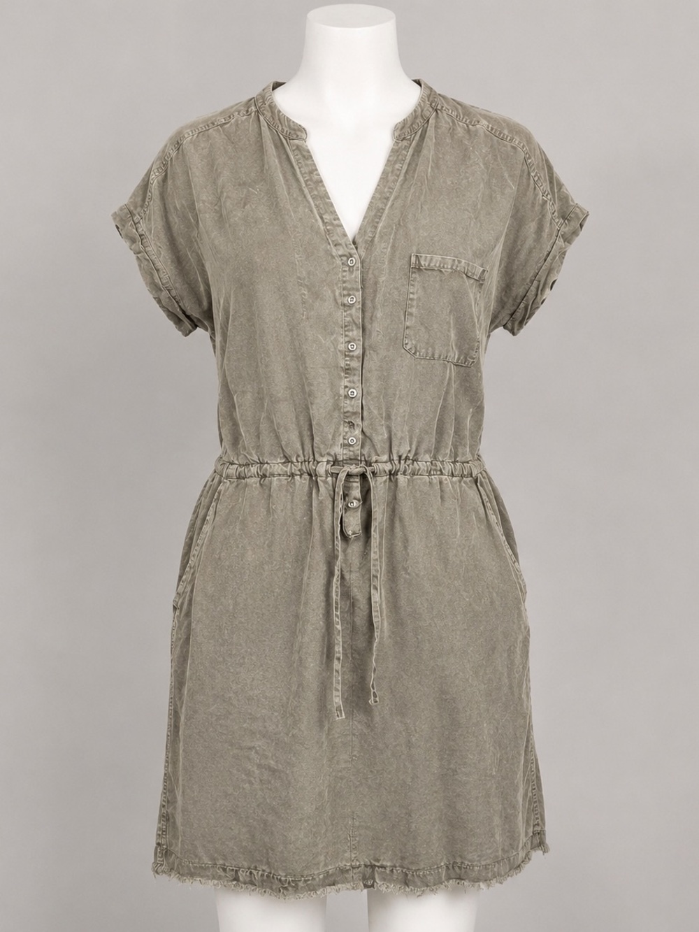 PAIGE Olive Tencel Utility Shirt Dress Size L